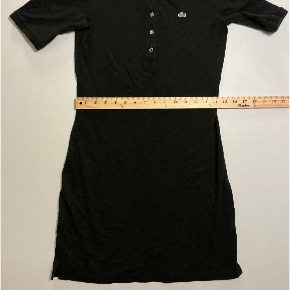 Lacoste Womens Black Pique Cotton Stretch Polo Dress Short Sleeve Sz 36 Tennis - Picture 7 of 9